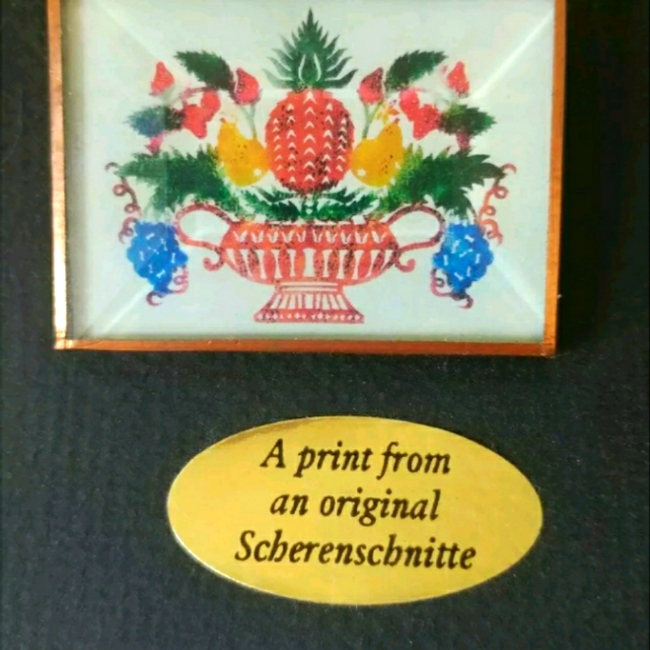 Vintage Print From An Original Scherenschnitte Paper Cutting Pin Brooch